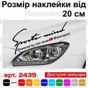 Вінілова наклейка на автомобіль - Sports mind produced by Audi Motorsport