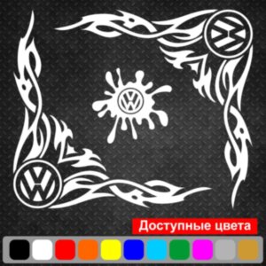 Набір наклейок на автомобіль - Куточки на бічні стекла Volkswagen Tribal v2