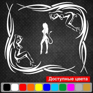 Набір наклейок на автомобіль - Куточки на бічні стекла Дівчина Tribal v2